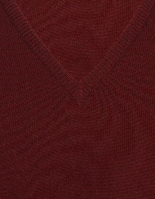 William Lockie V-hals Lamswol Pullover | Bordeaux