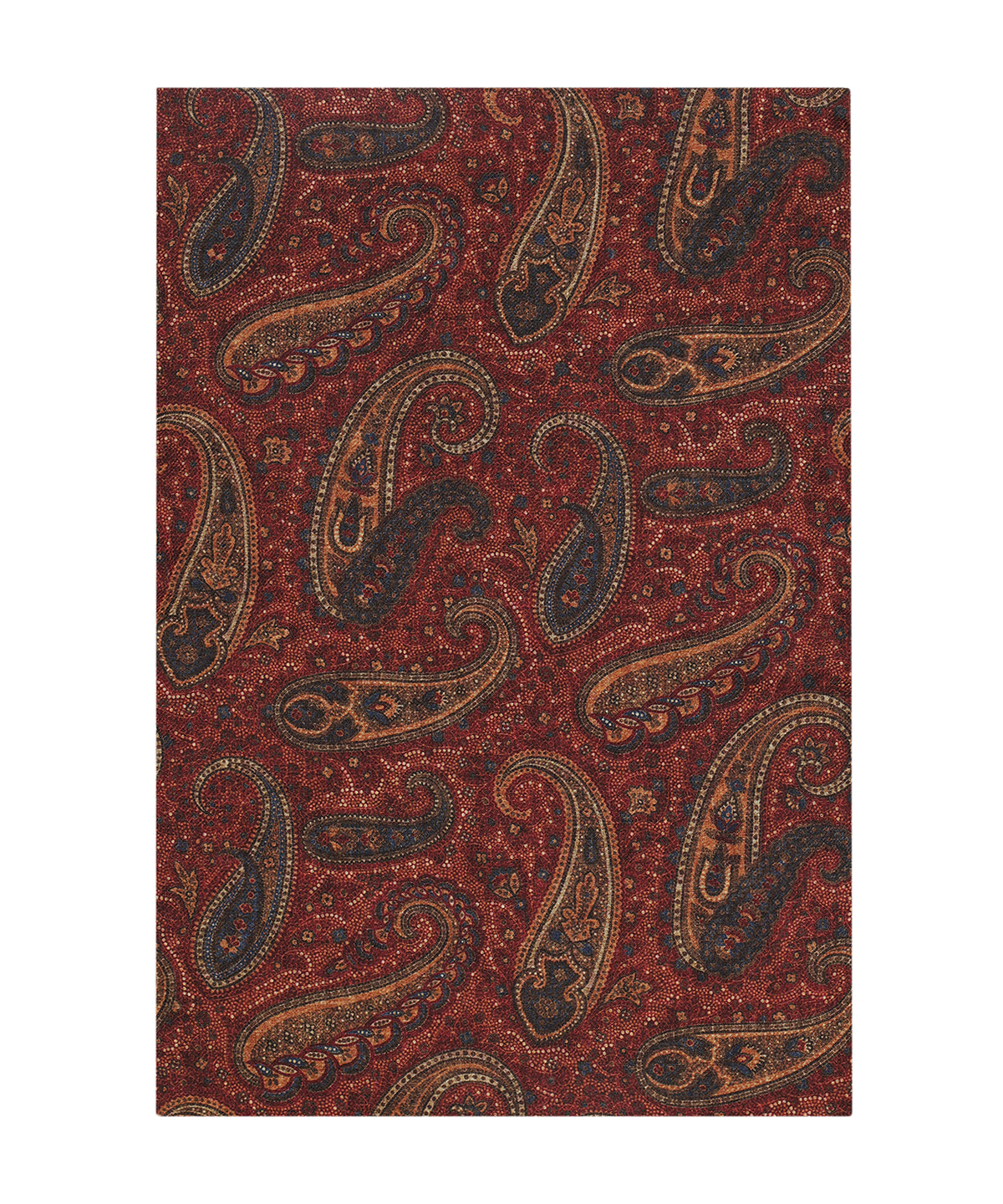 Sjaal 100%Wol | Rood Oranje Paisley Print