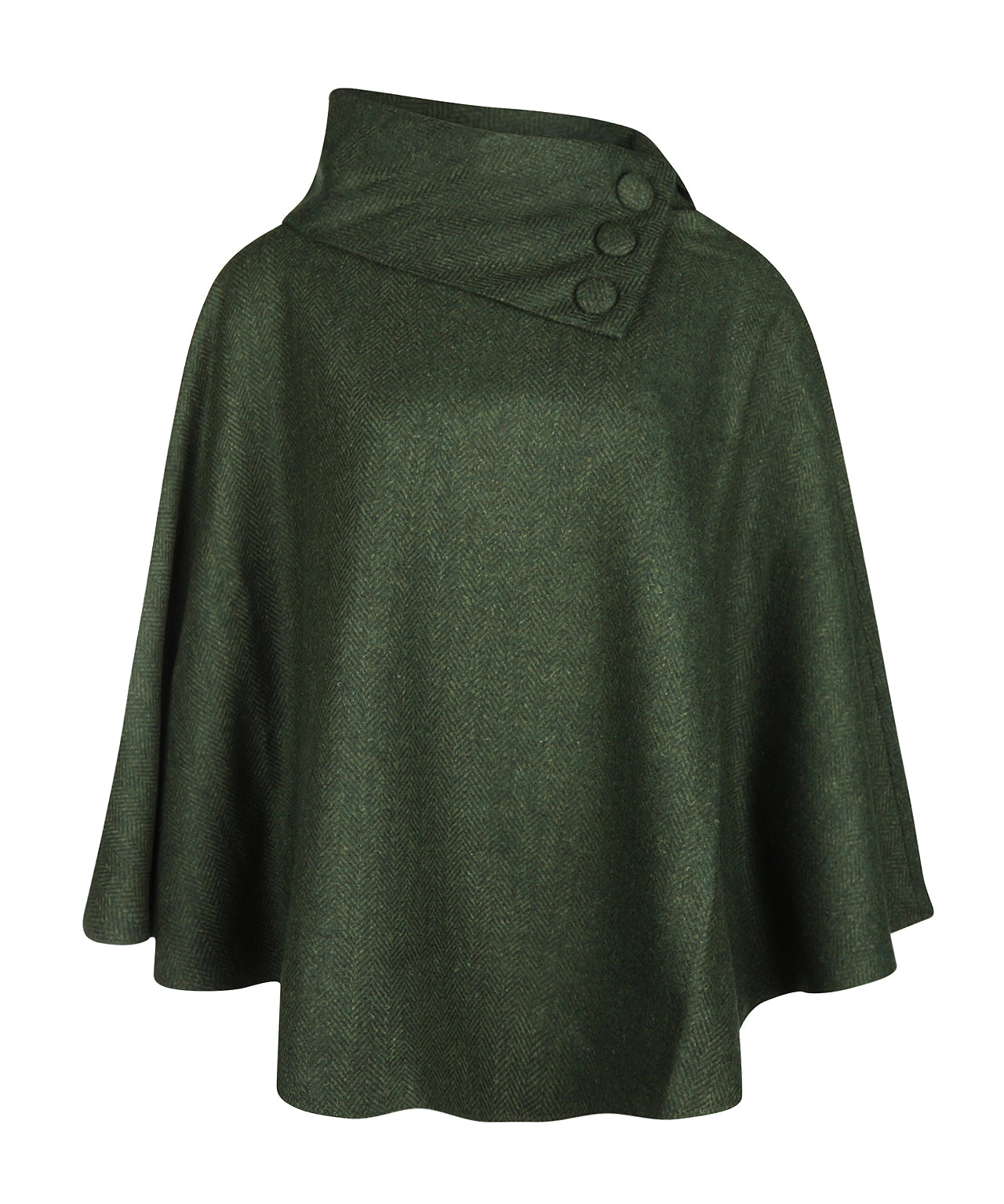 Poncho Dames | Groen Herringbone