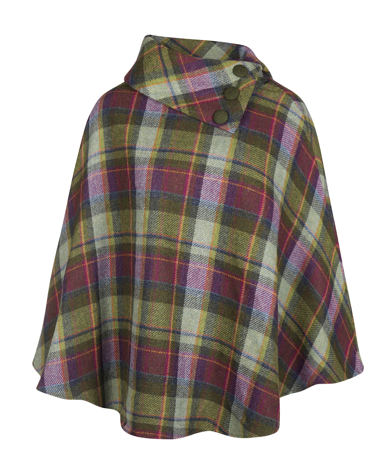 Poncho Dames | Paars Groen Ruit