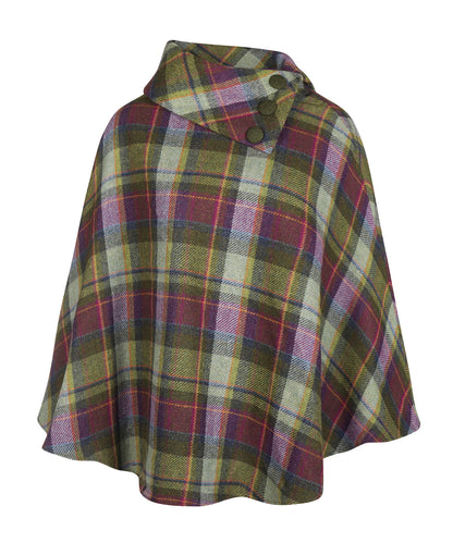 Poncho Dames | Paars Groen Ruit