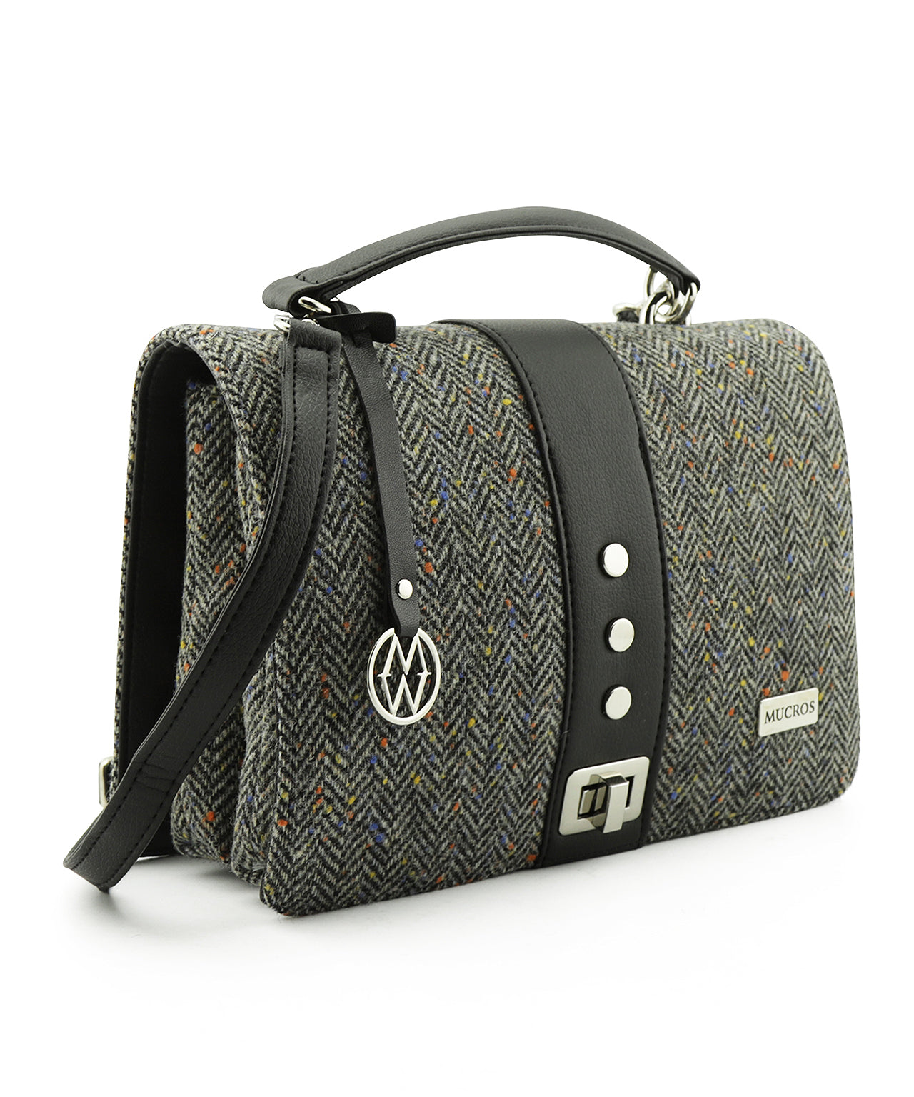 Tas Fiona | Zwart Grijs Visgraat