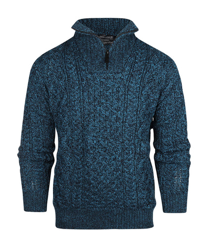 Aran Half Zip | Petrol Marl