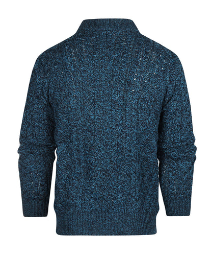 Aran Half Zip | Petrol Marl
