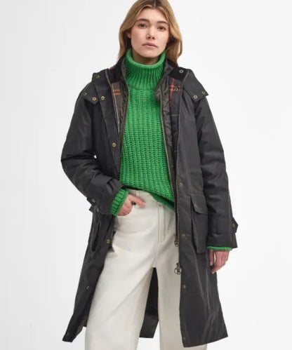 Barbour Long Cannich Wachsjacke Damen | Grün