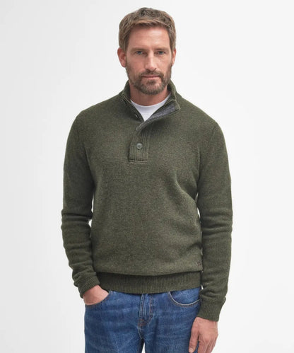 Pullover with zip and button closure | Green