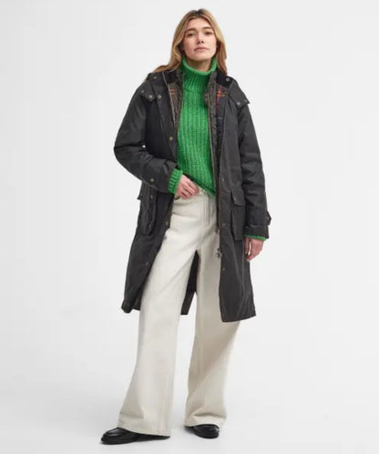 Barbour Long Cannich Wachsjacke Damen | Grün