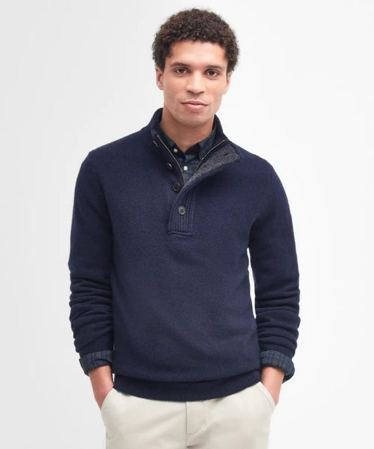 Pullover mit Reißverschluss und Knopfverschluss | Marineblau