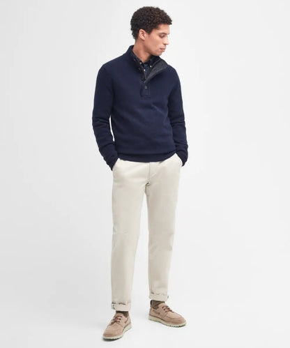 Zip-up button-down sweater | Navy Blue