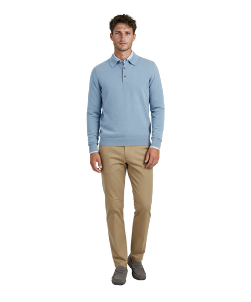 Pullover polo merino wool | Light Blue