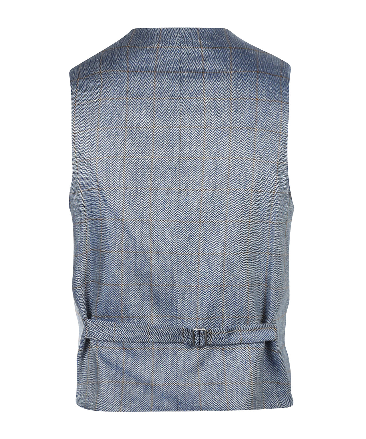Zijden Gilet | Grijs Blauw Ruit