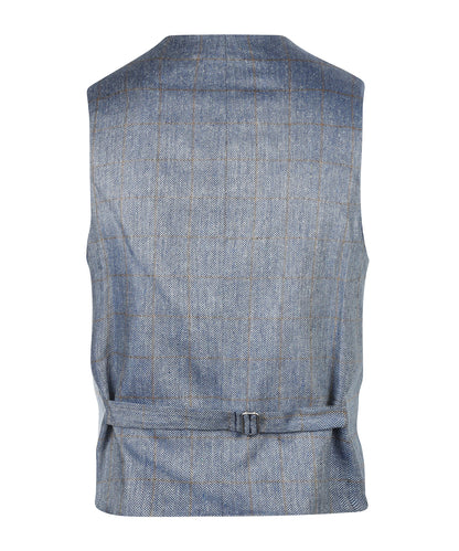 Zijden Gilet | Grijs Blauw Ruit