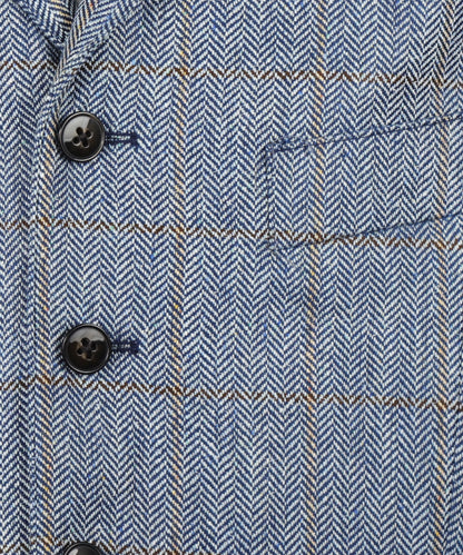 Zijden Gilet | Grijs Blauw Ruit