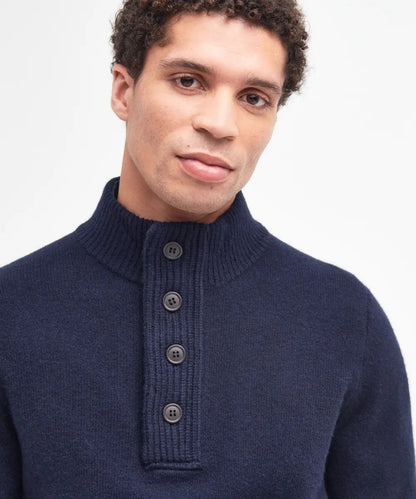 Zip-up button-down sweater | Navy Blue