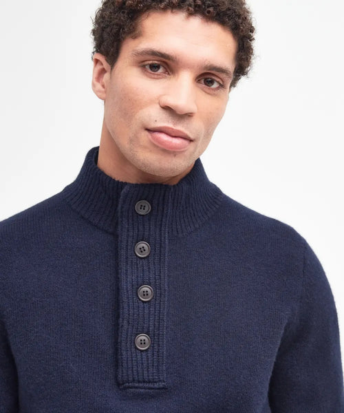 Pullover met rits en knoopsluiting | Navy Blauw