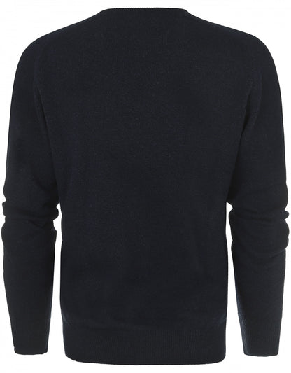 William Lockie V-neck Lambswool Pullover | Oxford Blue