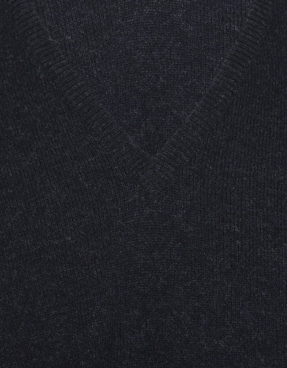 William Lockie V-neck Lambswool Pullover | Oxford Blue