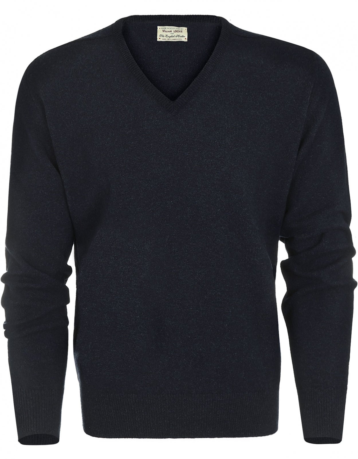 William Lockie V-neck Lambswool Pullover | Oxford Blue