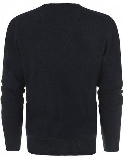 William Lockie V-neck Lambswool Pullover | Oxford Blue