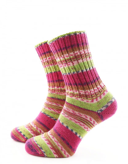 Fairisle Sok | Roze Groen Multi