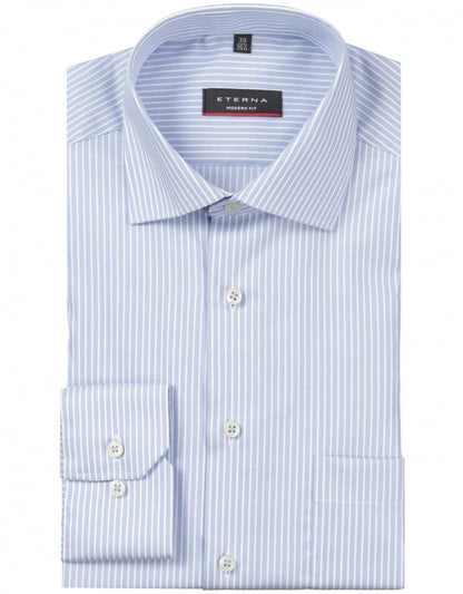 Shirt Katoen | Blauw/Wit mini streep