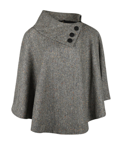 Poncho Dames | Bruin Herringbone