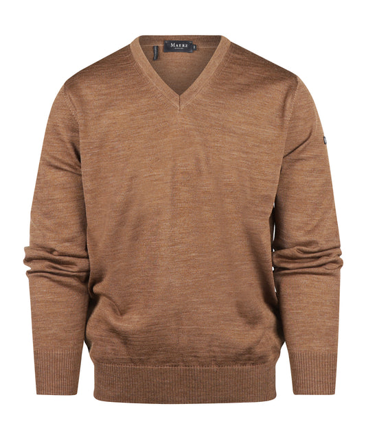 Merinowollpullover mit V-Ausschnitt | Braun