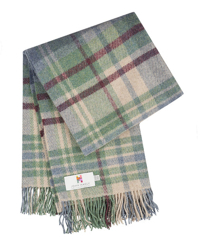 John Hanly Plaid Shetland | Denim Green Camel Burgundy Plaid