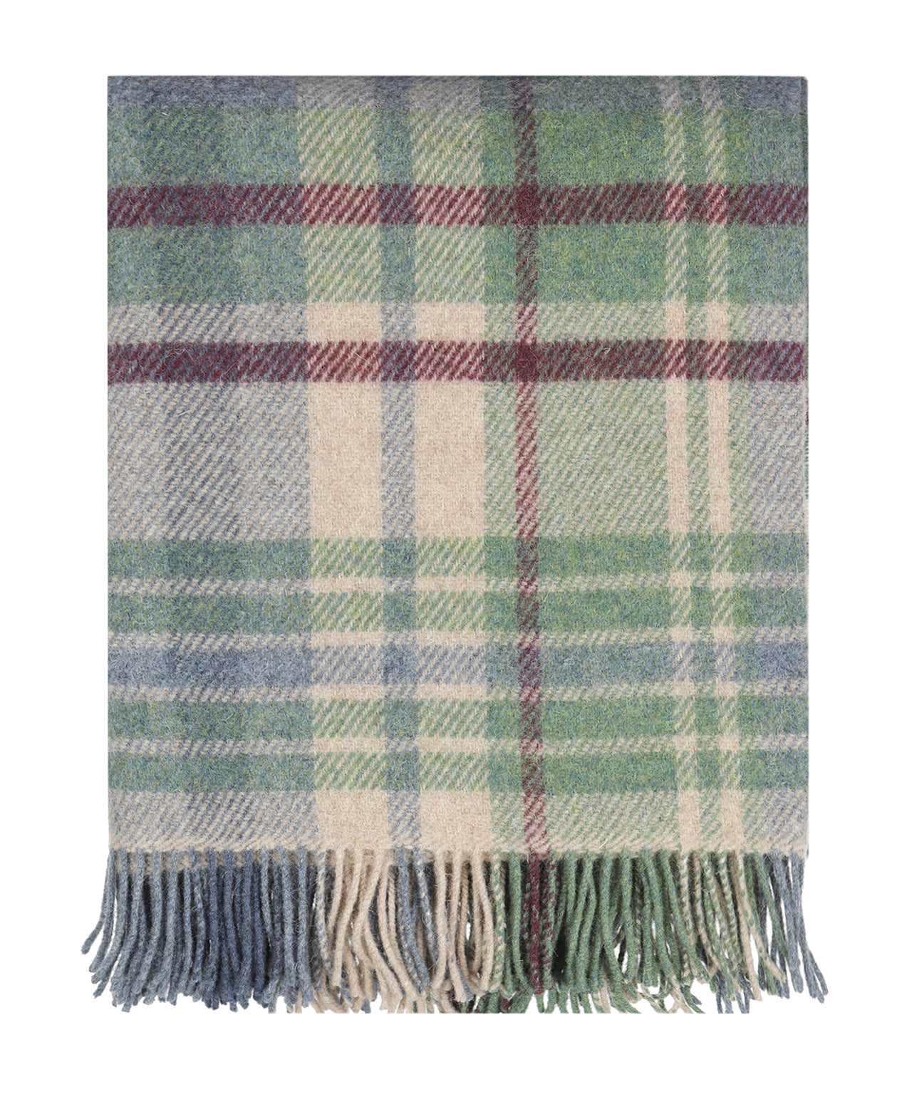 John Hanly Plaid Shetland | Denim Green Camel Burgundy Plaid