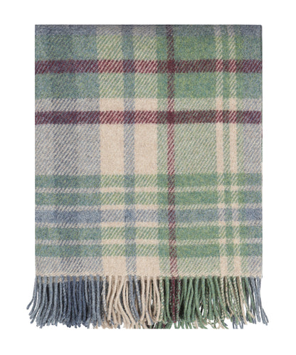 John Hanly Plaid Shetland | Denim Green Camel Burgundy Plaid