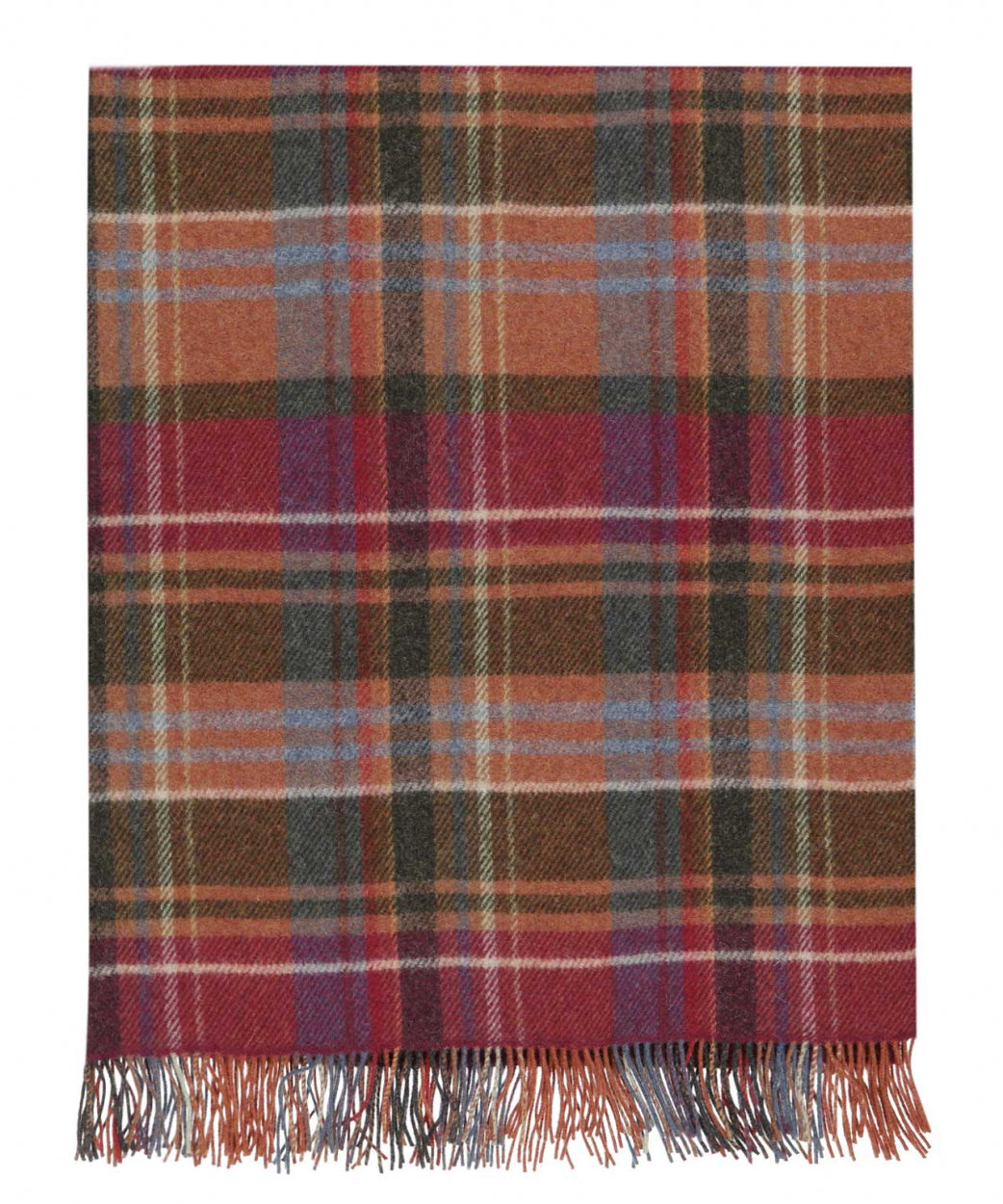 John Hanly Plaid Shetland | Green/Raspberry/Orange Plaid