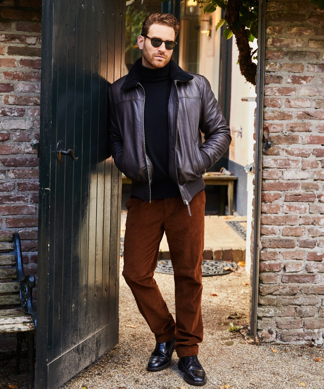 Wellington Leder-Pilotenjacke Belen | Braun