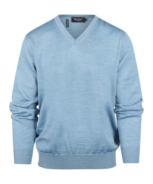 Merinowollpullover mit V-Ausschnitt | Blau