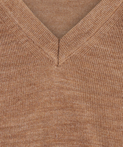 Merinowollpullover mit V-Ausschnitt | Braun