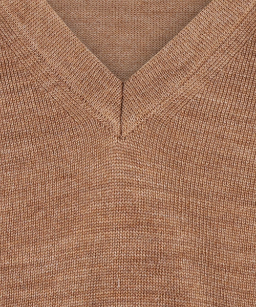 Pullover Merino wol v-hals | Bruin