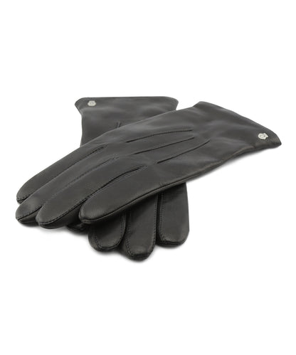 Handschuhleder mit Kaschmir | Schwarz