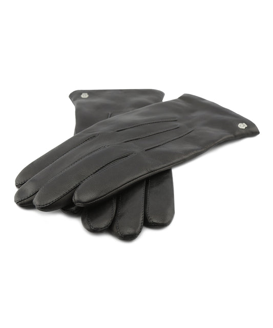 Handschuhleder mit Kaschmir | Schwarz