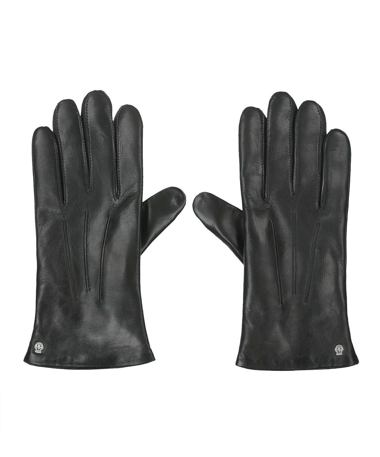 Handschuhleder mit Kaschmir | Schwarz