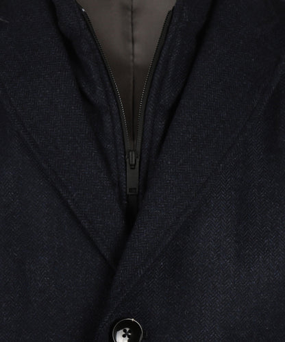Langer Wollmischmantel Hans | Blau