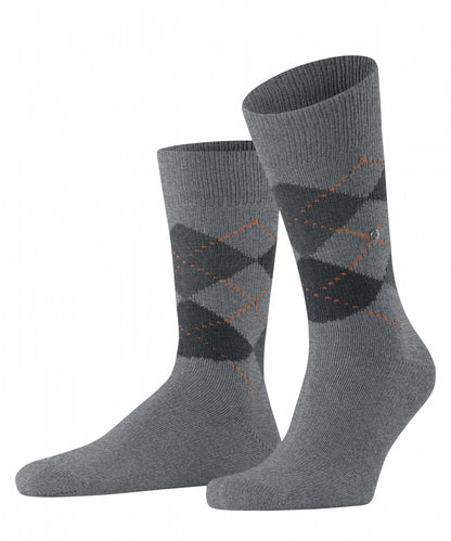 Preston Heren Sokken | Mid Grey Dark Grey Diamond Check