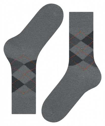 Preston Heren Sokken | Mid Grey Dark Grey Diamond Check