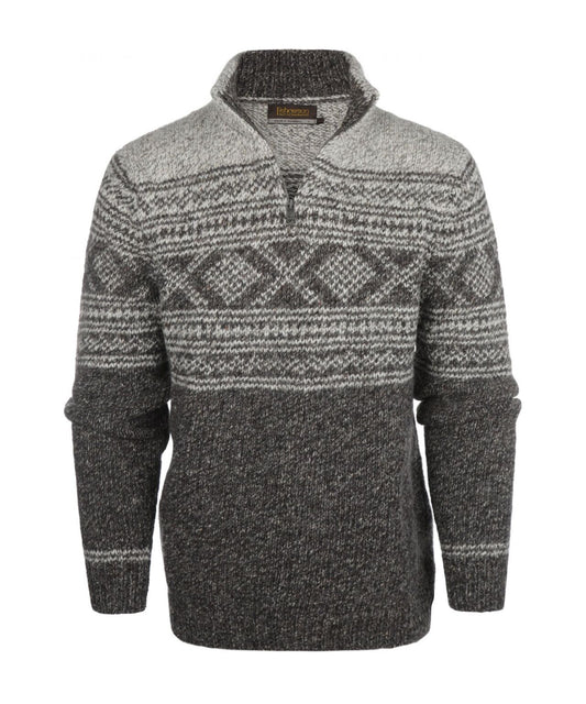 Fischerpullover mit hohem Reißverschluss | Grau