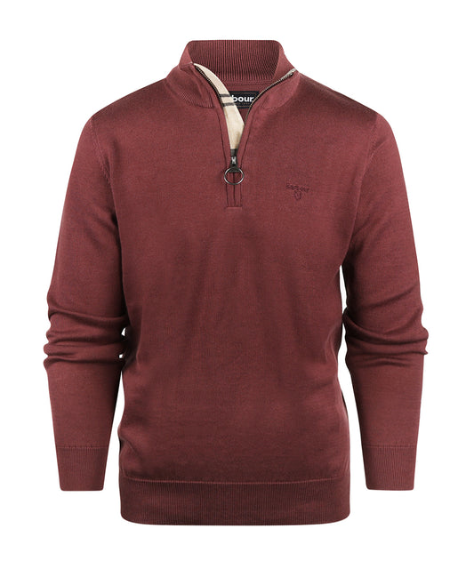 Barbour Baumwollpullover mit halbem Reißverschluss | Rot