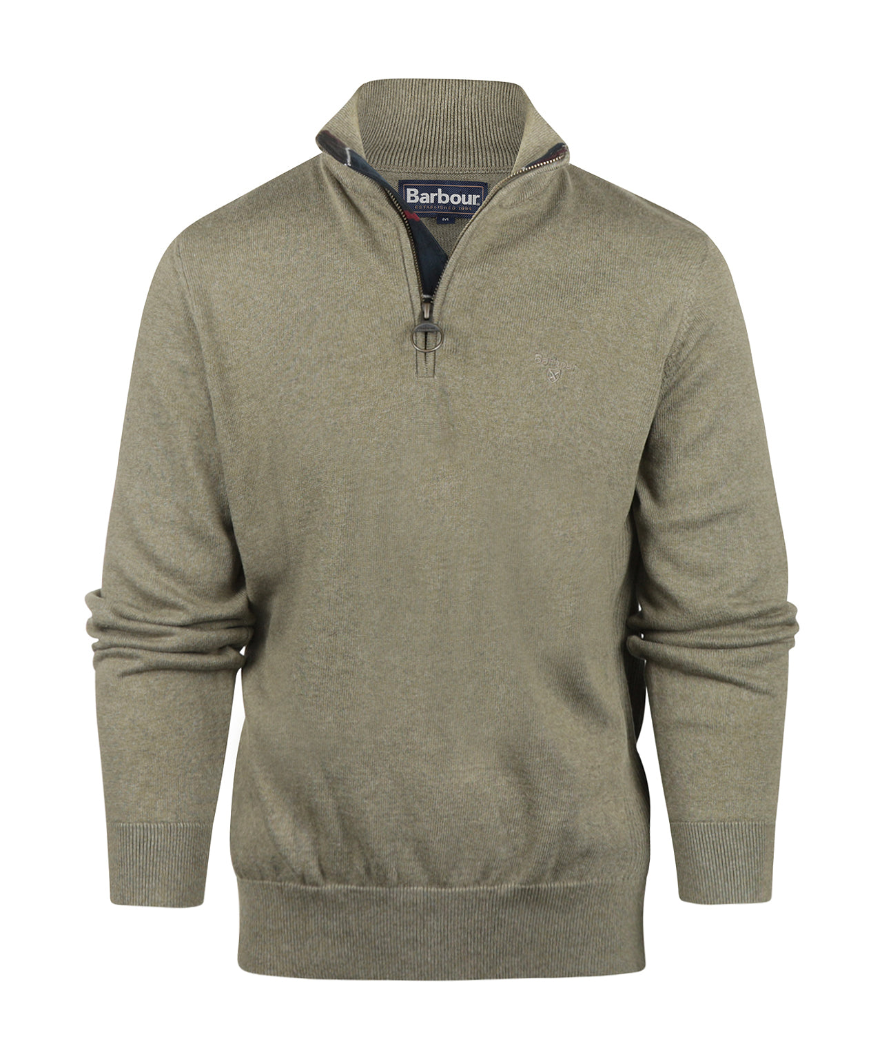 Barbour Baumwollpullover mit halbem Reißverschluss | Grün