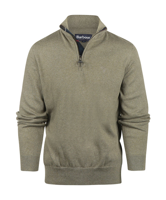 Barbour Baumwollpullover mit halbem Reißverschluss | Grün