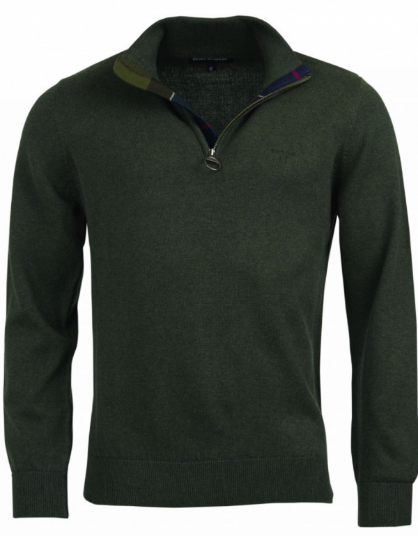 Barbour Baumwollpullover mit halbem Reißverschluss | Grün