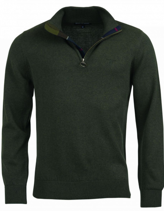 Barbour Baumwollpullover mit halbem Reißverschluss | Grün