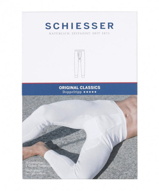 Doppelripp lange Unterhose | Weiß