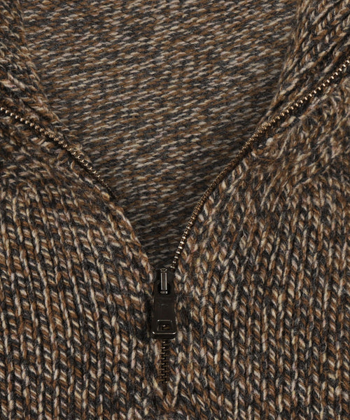 Fisherman Zip-up Sweater | Brown