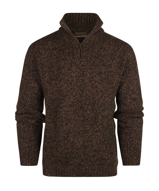 Half Zip Pullover | Donkerbruin melange